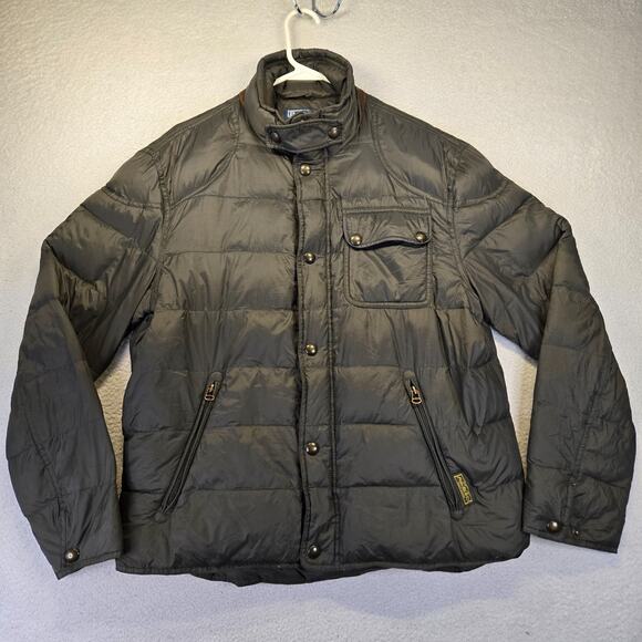 Polo by Ralph Lauren Puffer Jacket Mens L Goose Down Black Equestrian Preppy - Picture 1 of 12